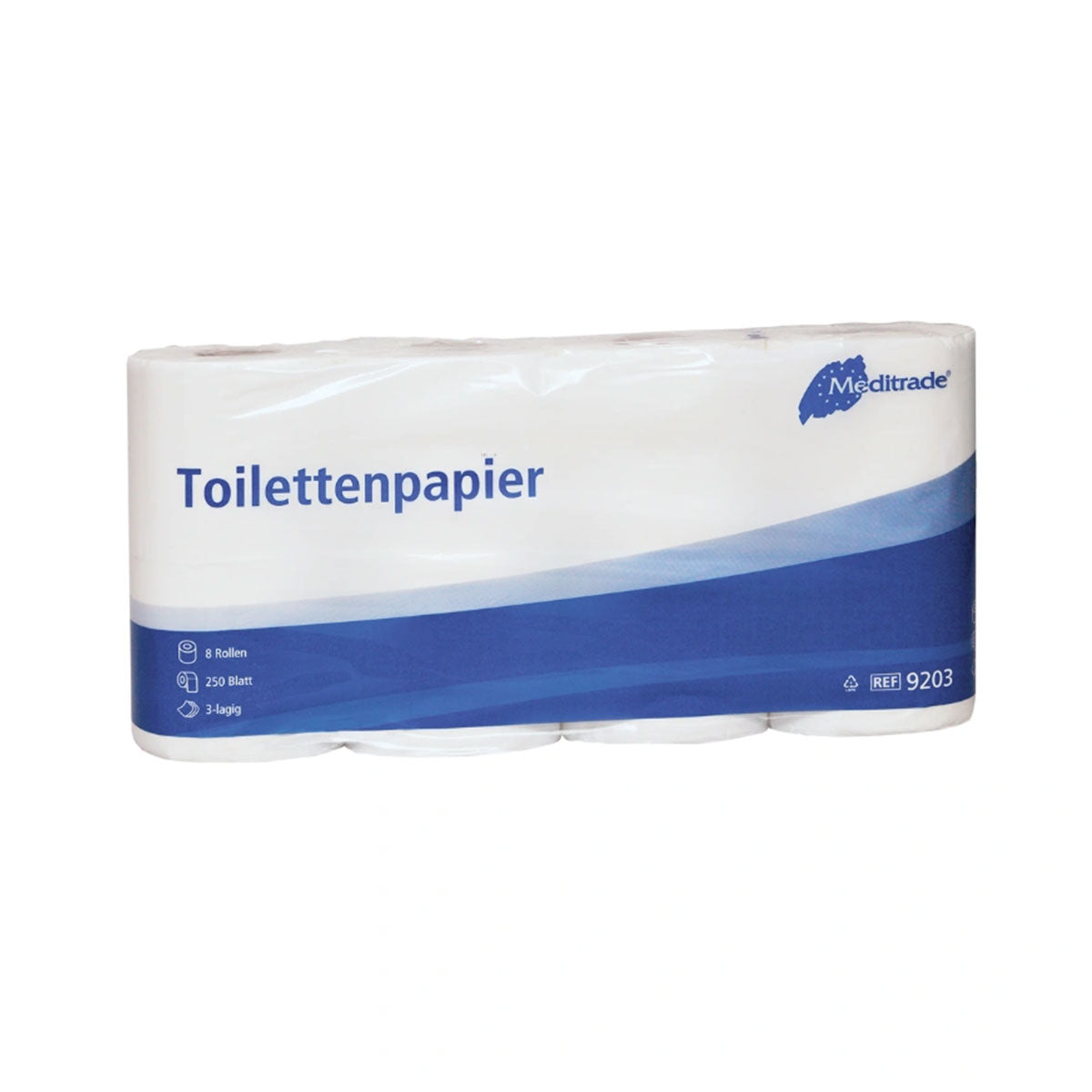 Toilettenpapier, 3-lagig, Zellstoff weiss, Palette mit 2112 Rollen à 250 Blatt (33x64)