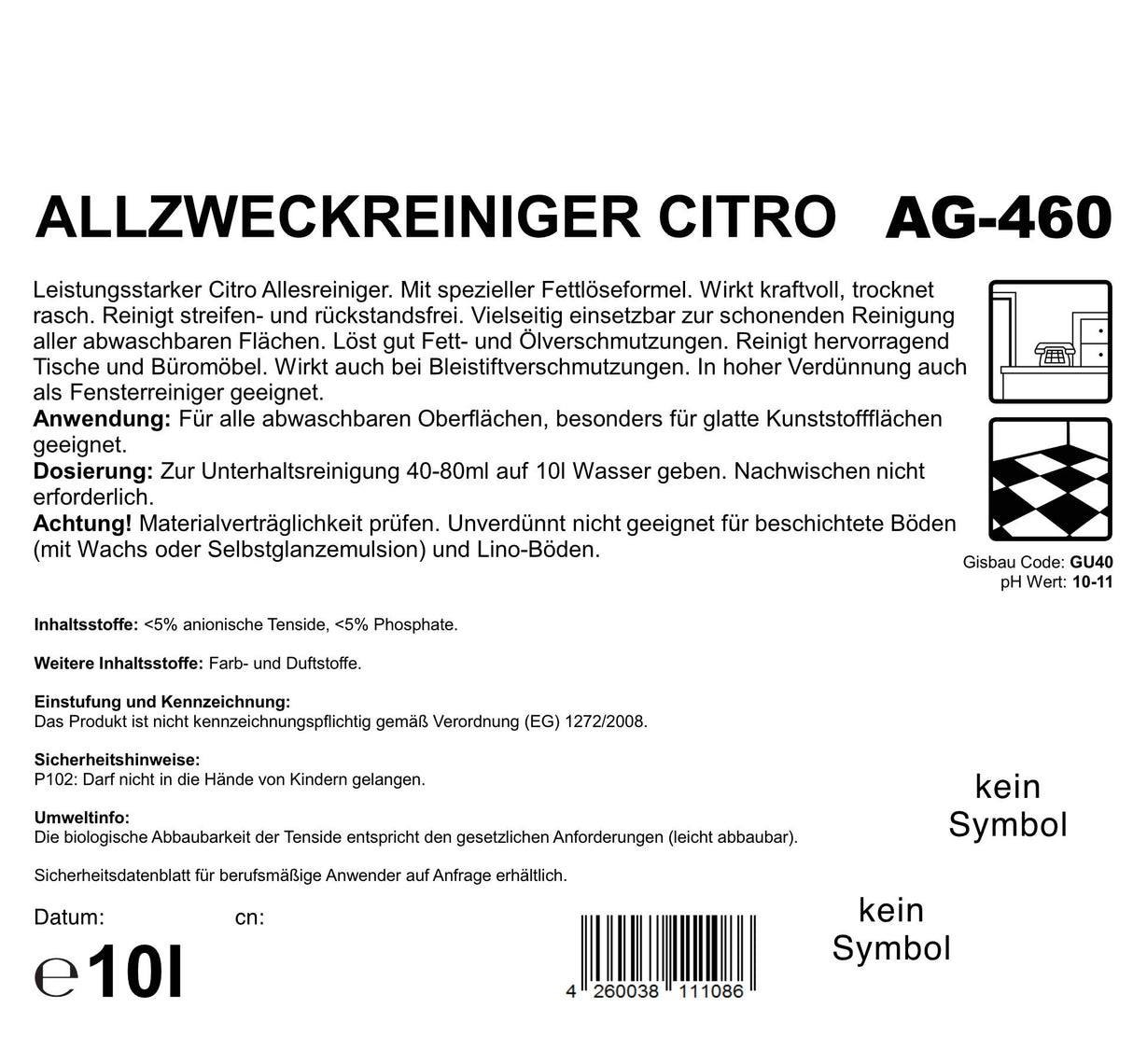 Allzweckreiniger, gelb Citro, ph 10-11, 10 Liter