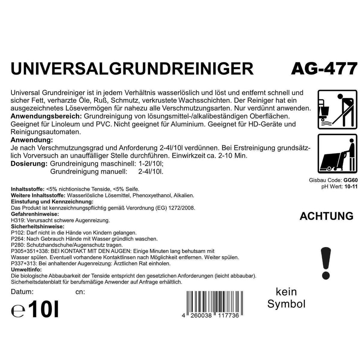 Universalgrundreiniger, 10 Liter, pH-Wert 10-11