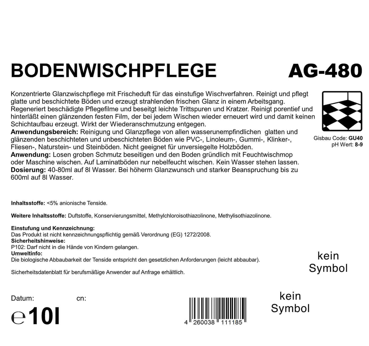 Bodenreiniger, 10 Liter, pH 8-9