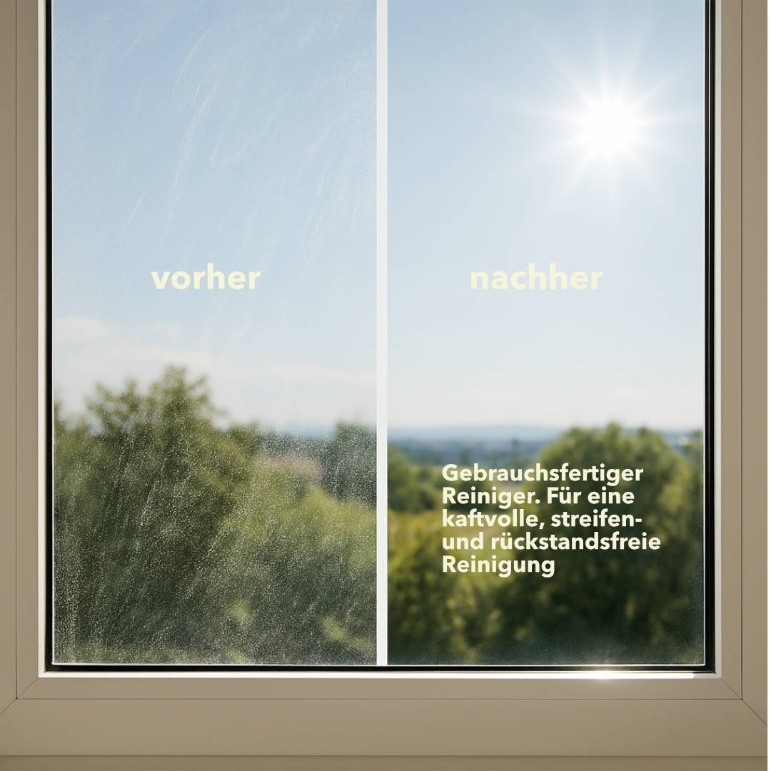 Glas- und Oberflächenreiniger für streifenfreien Glanz, blau, 1 Liter