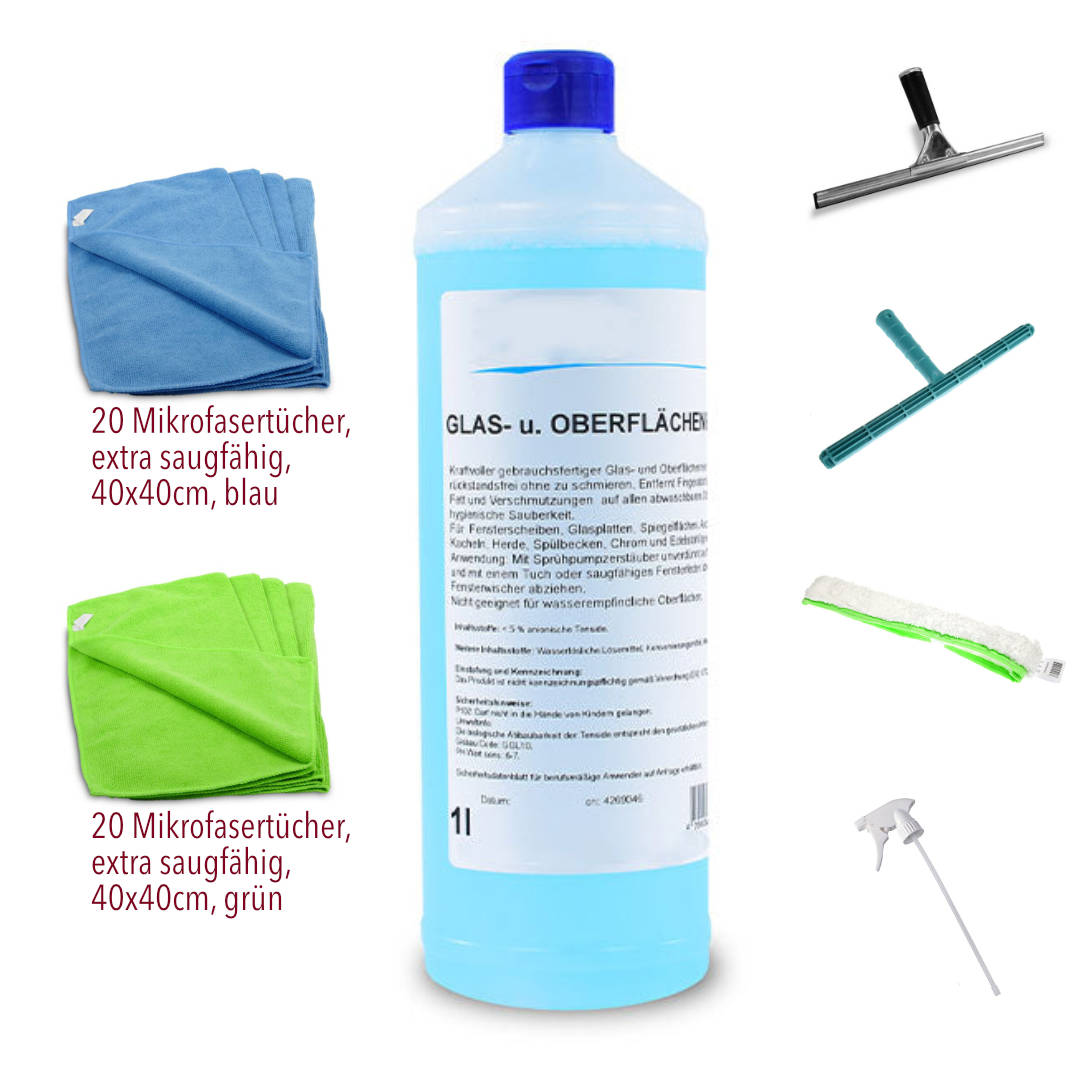 Profi-Reinigungsset Glas und Spiegel