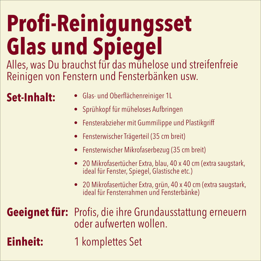 Profi-Reinigungsset Glas und Spiegel
