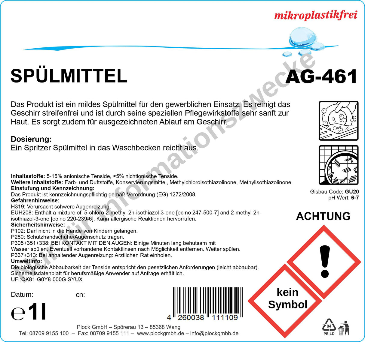 Spülmittel, gelb, ph 6-7, 1 Liter