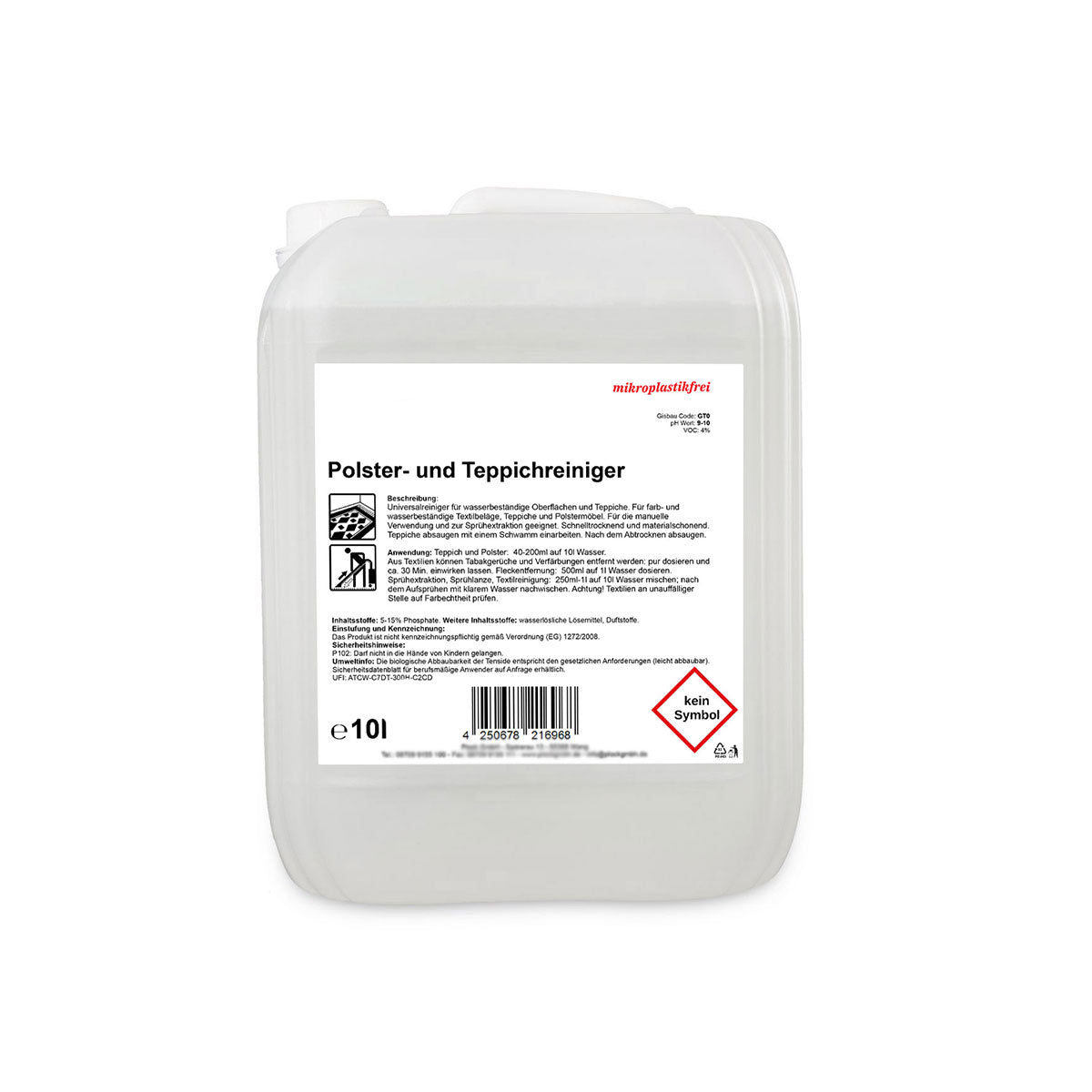10-Liter-Kanister Polster- und Teppichreiniger von Puricura – für die gründliche Reinigung von Teppichen und Polstern im Profi- und Privatbereich