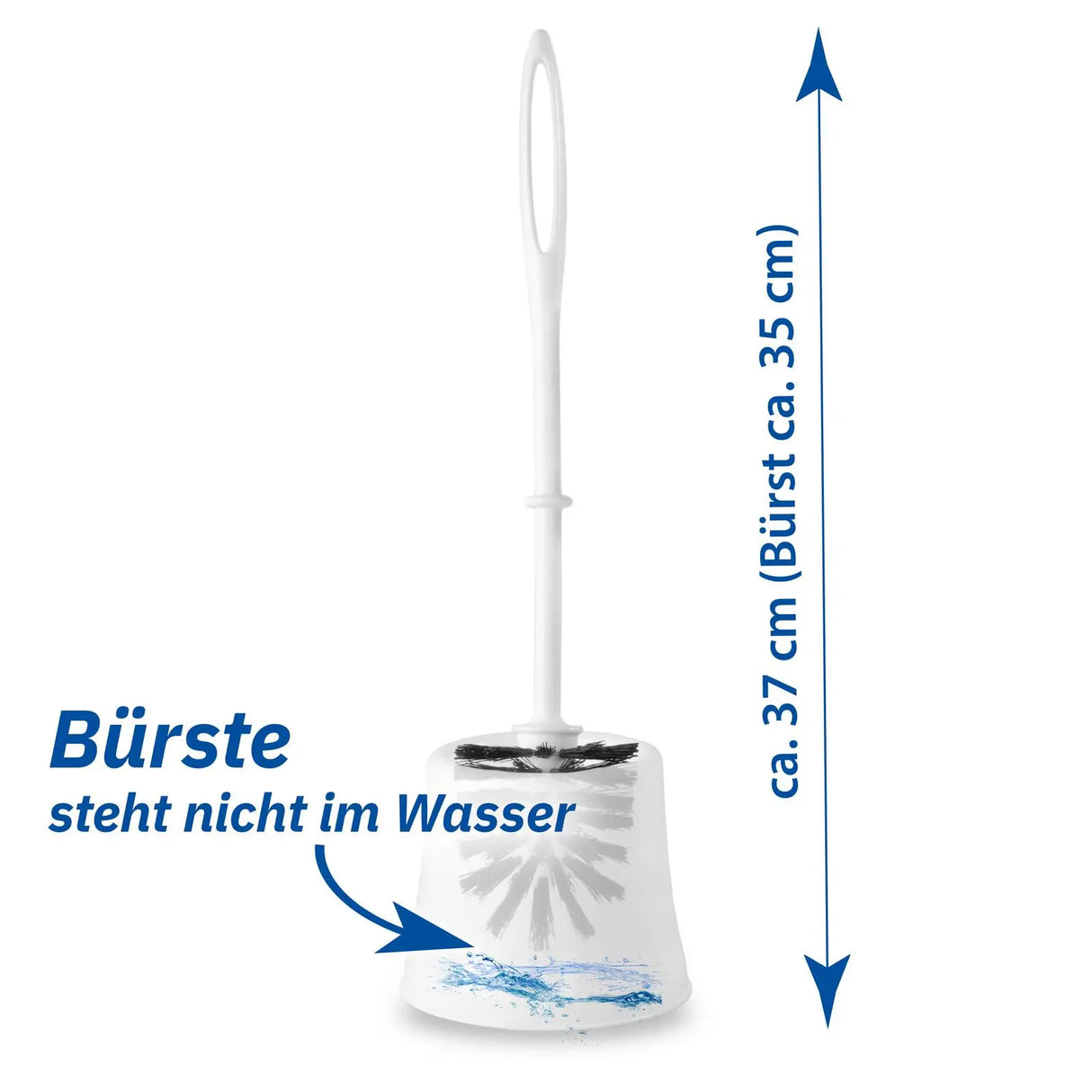 Set WC-Topf bianco, scopino per WC con testina a setole nere, 1 pezzo