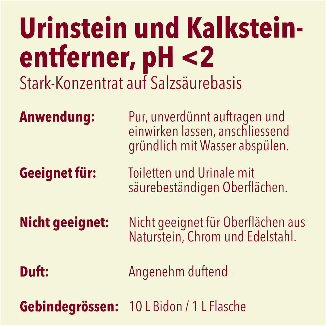 Urin- und Kalksteinentferner, rot, pH-Wert <2, Gefahrengut, 10 Liter