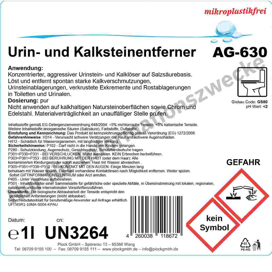 Urin- und Kalksteinentferner, rot, pH-Wert <2, Gefahrengut, 1 Liter