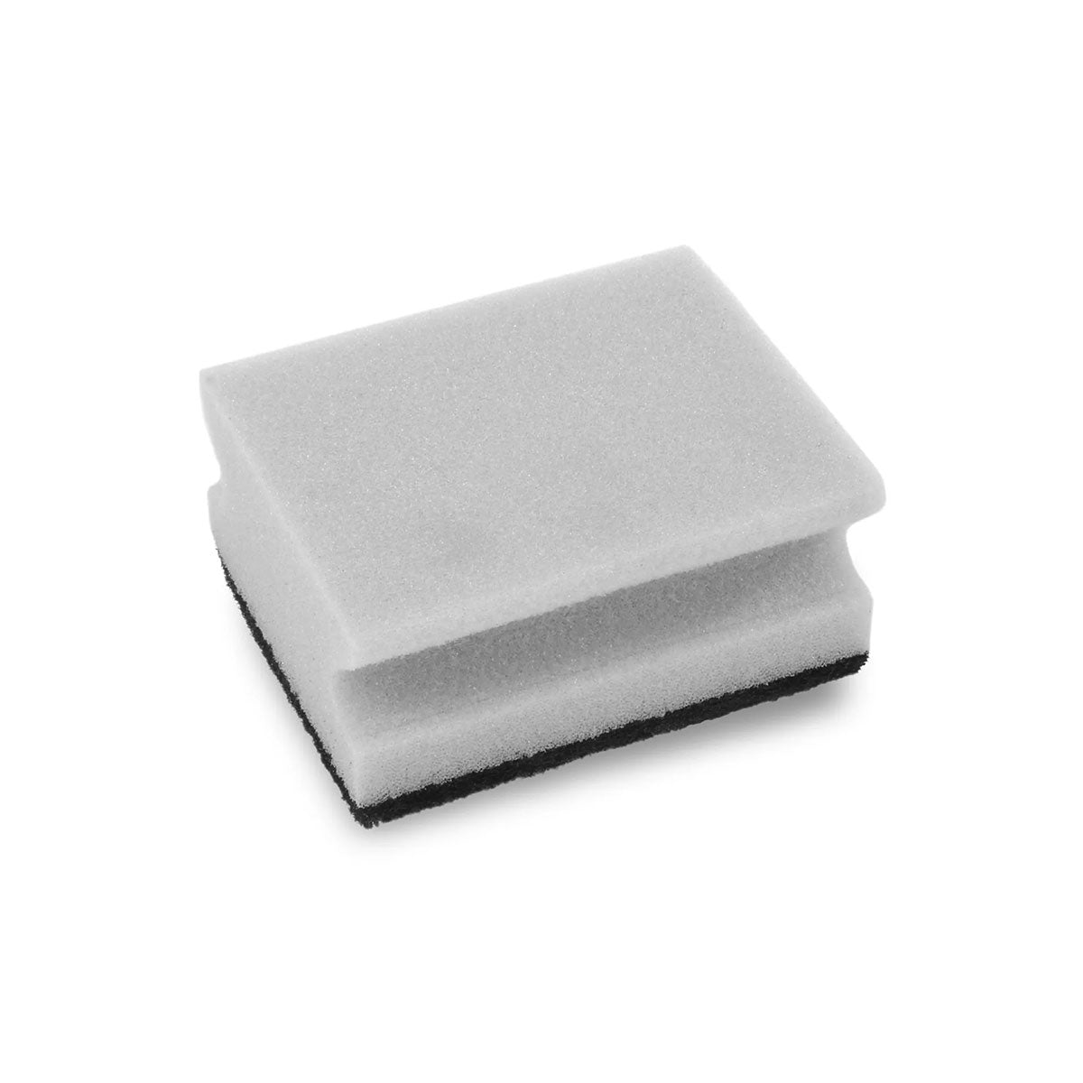 Detailaufnahme Griffschwamm mit schwarzer Vliesseite und grauer Schaumstoffseite