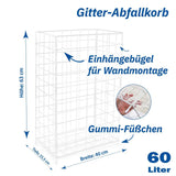 Abfallkorb, zusammenlegbar, weiss, beschichtet, 405 x 251 x 628 mm