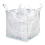 Weiss­er PP-Big Bag mit vier Hebeschlaufen, 90 × 90 × 90 cm, belastbar bis 1000 kg