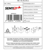 Produktetikett des PP-Big Bags 90 × 90 × 90 cm mit Tragkraft 1500 kg und Sicherheitsfaktor 5:1, inklusive Zertifizierungs- und Anwendungshinweisen.
