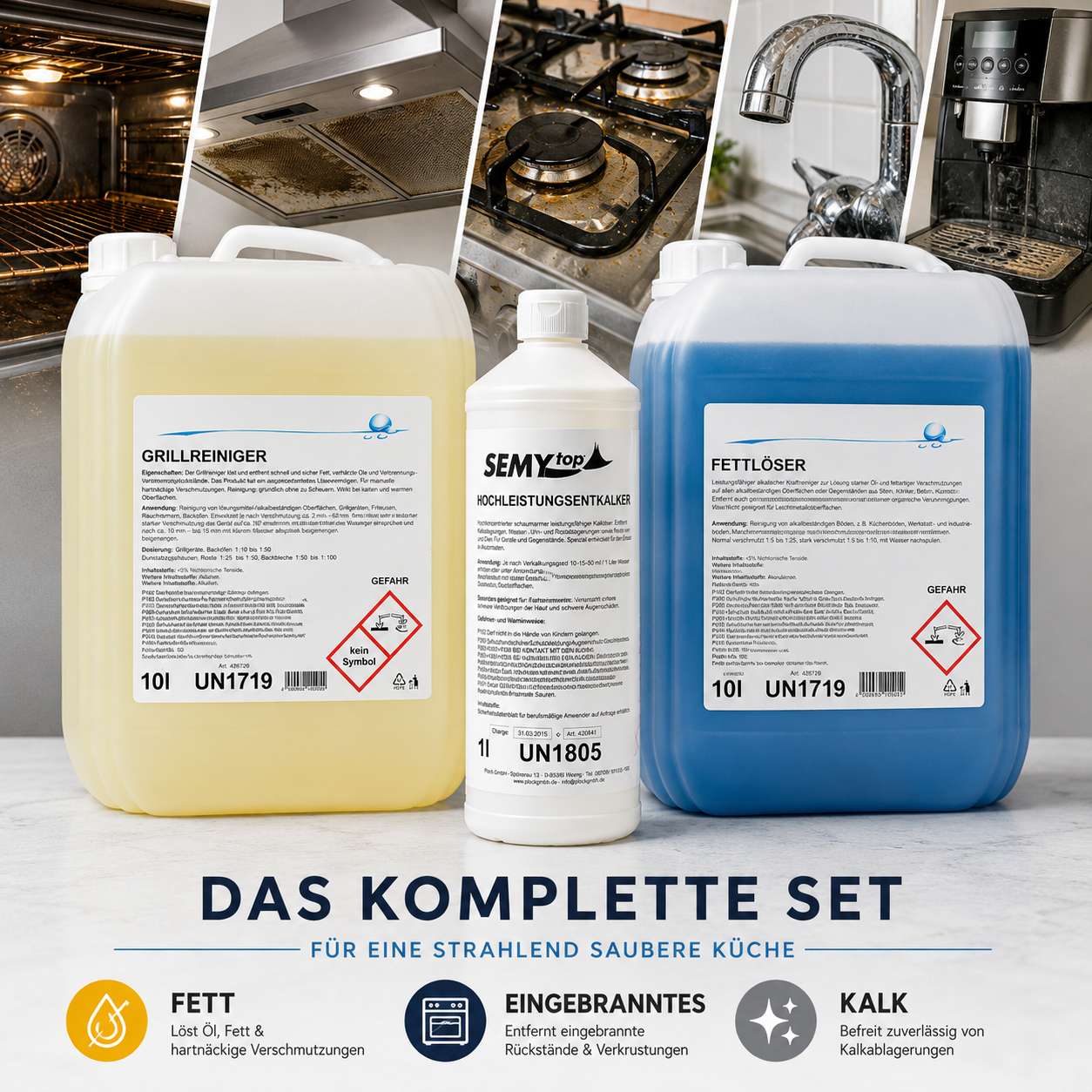Küchen-Reinigungsset gegen Fett, Eingebranntes & Kalk