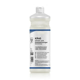 Chrom- & Edelstahlreiniger (pH 9–10) in einer 1-Liter-Flasche. Spezialreiniger für Chrom, Edelstahl und Aluminium zur streifenfreien Entfernung von Kalkrändern, Wasserflecken, Fettfilmen und Fingerabdrücken auf Metalloberflächen.