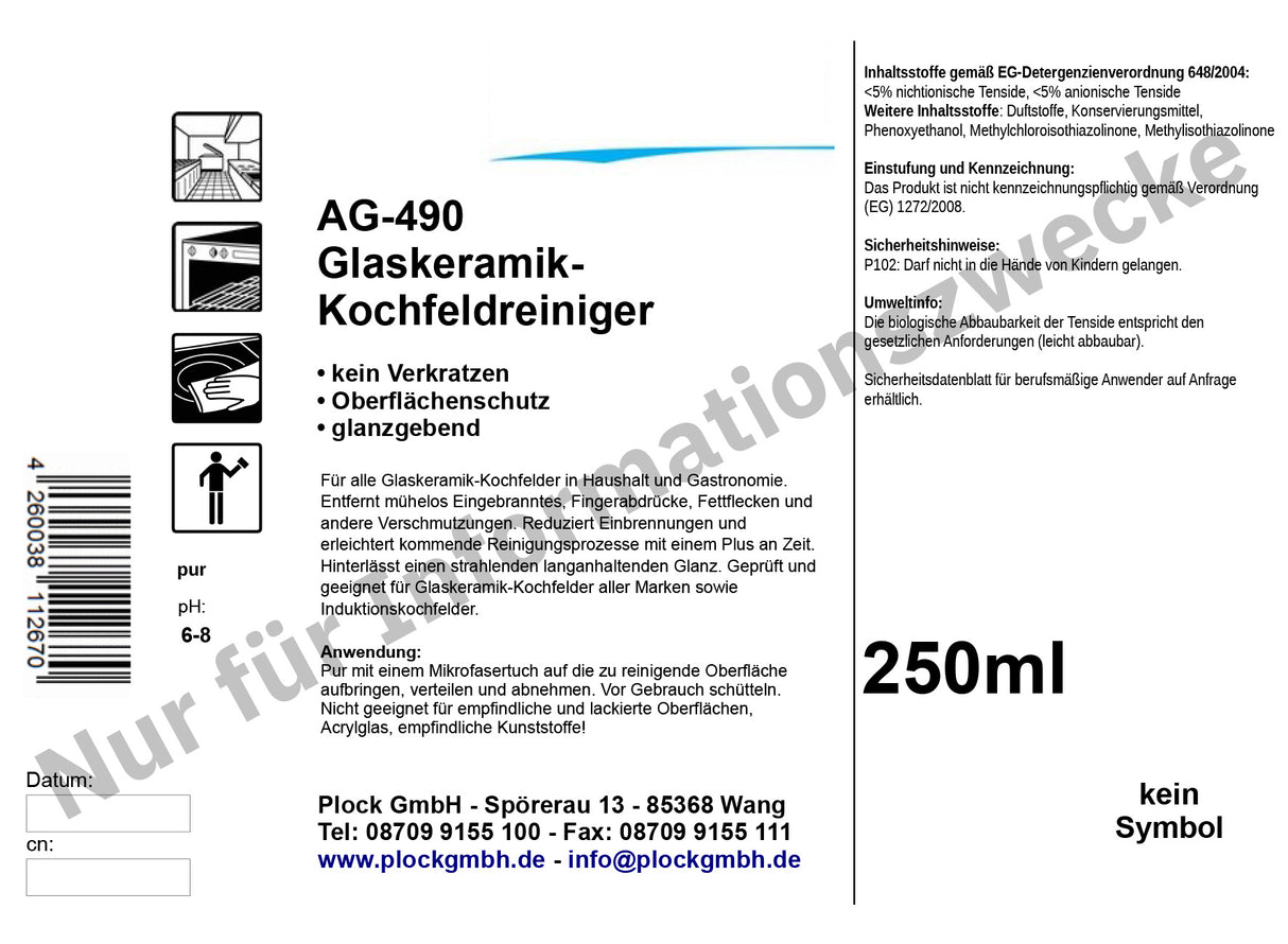Glaskeramik Kochfeld Reiniger, 25 x 250 ml