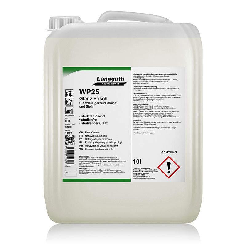 Bodenreiniger Konzentrat für Laminat & Stein, pH 8–10, Streifenfrei & Glanz, 10 Liter