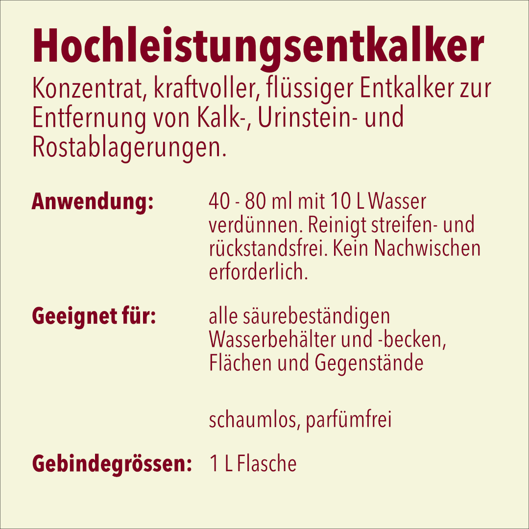 Hochleistungsentkalker, weiss, pH-Wert 1, 1 Liter
