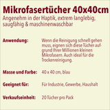 Mikrofasertücher, 40 x 40 cm, blau, 20 Stück