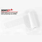 Müllbeutel HDPE, mit Tragegriff, weiß, Rolle mit 15 Sack