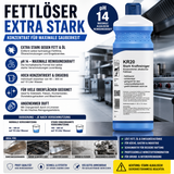 Fettlöser Konzentrat Extra Stark, pH 14, Profi-Kraftreiniger gegen Fett, Öl & Eingebranntes, 1 Liter