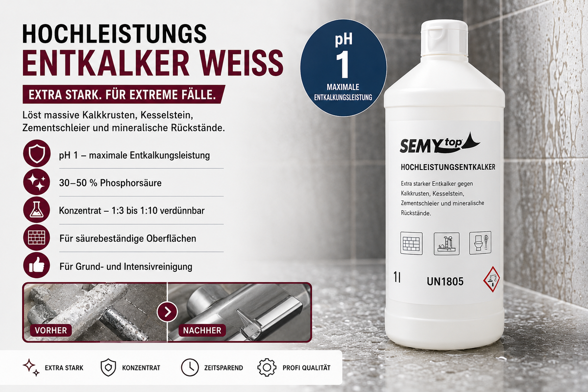 Hochleistungsentkalker pH 1 gegen massive Kalkkrusten, Kesselstein und mineralische Rückstände