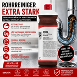 Rohr- und Abflussreiniger Extra Stark, beseitigt Gerüche und Verstopfungen, pH > 12, 1 Liter